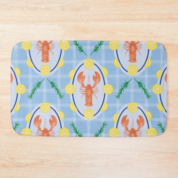 Item preview, Lobster Plate Pattern with Fresh Lemon Slices and Rosemary Branches designed and sold by studiodrchicken.