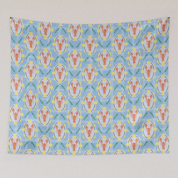 Item preview, Lobster Plate Pattern with Fresh Lemon Slices and Rosemary Branches designed and sold by studiodrchicken.