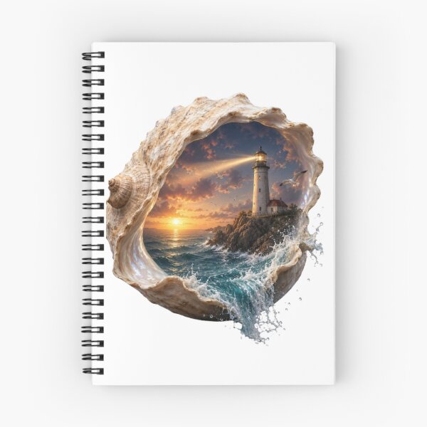 Item preview, Lighthouse in Seashell PNG, Ocean Sunset Digital Art, Coastal Fantasy Printable, Nautical Wall Art, Beach Lover Gift, Instant Download designed and sold by Line-mood.