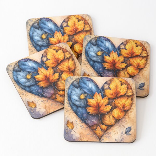 Item preview, Hearts 20 - Autumn Heart of Yellow and Blue Leaves designed and sold by NikaNavi.