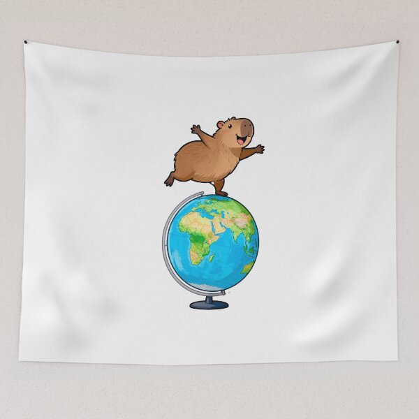 Item preview, Cute Capybara Riding a Classroom Globe | Back to School Sticker designed and sold by OksArtStudio.