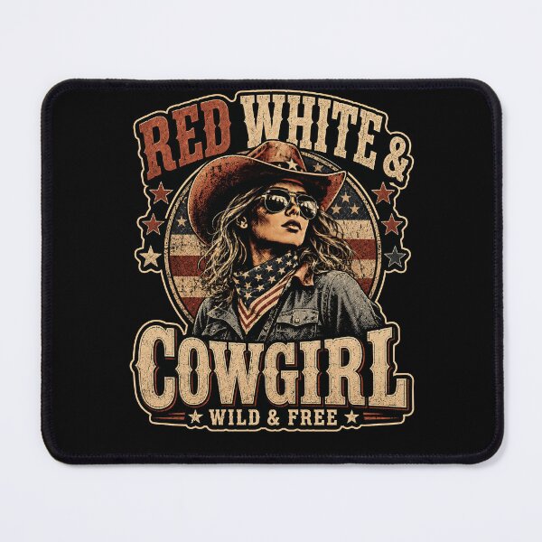 Item preview, Red White & Cowgirl Wild And Free – Patriotic Western Cowgirl Country Design designed and sold by PosiMCreations.