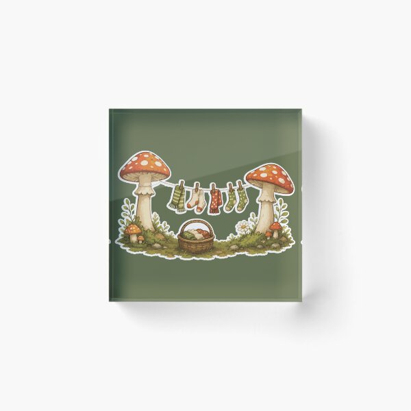 Item preview, Cozy Mushroom Laundry Day Sticker Cottagecore Forest designed and sold by SimplePoDesign.