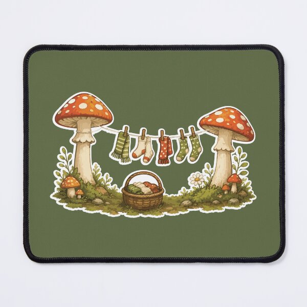 Item preview, Cozy Mushroom Laundry Day Sticker Cottagecore Forest designed and sold by SimplePoDesign.
