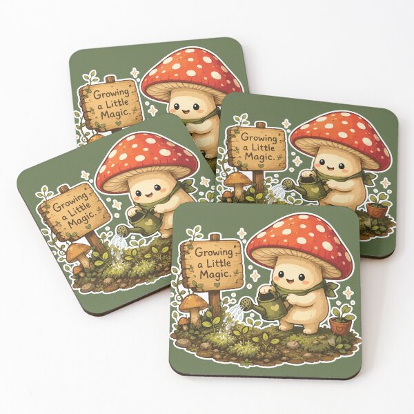 Item preview, Growing a Little Magic Mushroom Sticker Cute Cottagecore designed and sold by SimplePoDesign.