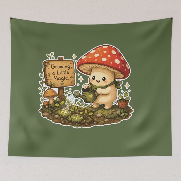 Item preview, Growing a Little Magic Mushroom Sticker Cute Cottagecore designed and sold by SimplePoDesign.