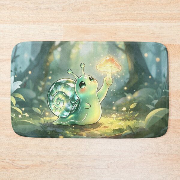 Item preview, The Mushroom Explorer - Cute Emerald Snail Discovering Forest Magic designed and sold by ABYSSLAB.