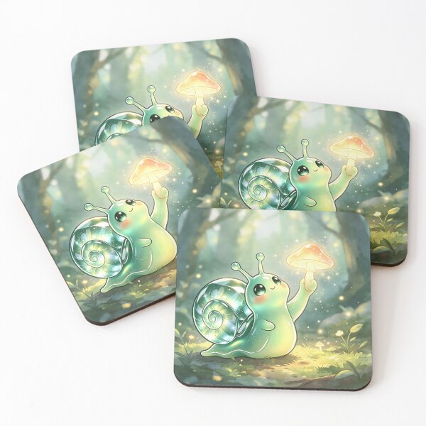 Item preview, The Mushroom Explorer - Cute Emerald Snail Discovering Forest Magic designed and sold by ABYSSLAB.