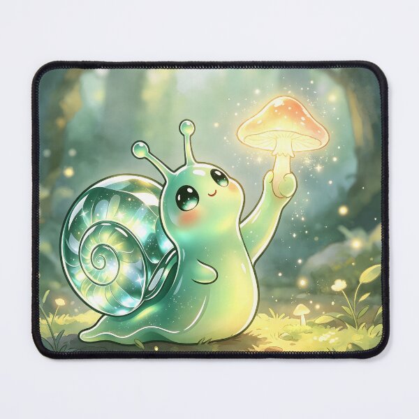Item preview, The Mushroom Explorer - Cute Emerald Snail Discovering Forest Magic designed and sold by ABYSSLAB.