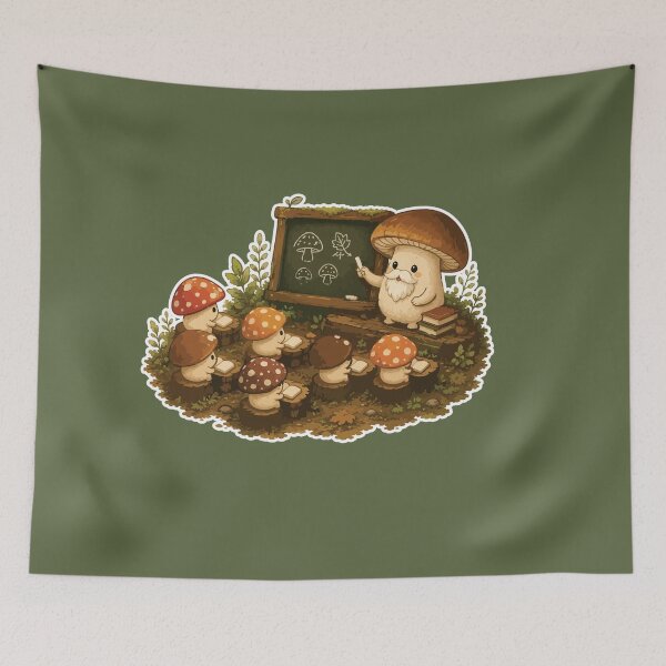 Item preview, Mushroom School Sticker Cute Forest Classroom Cottagecore designed and sold by SimplePoDesign.