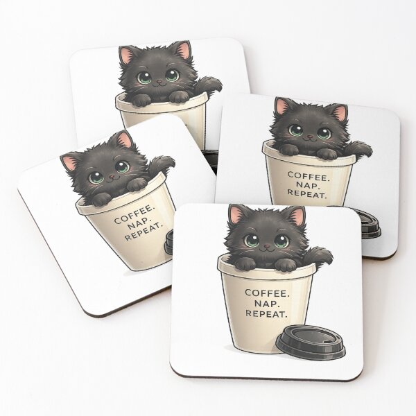 Item preview, Black Cat Inside Coffee Mug Sticker | Cute Coffee Cat Gift designed and sold by Skedart.