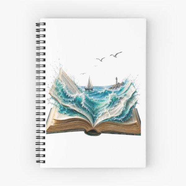Item preview, Ocean Book PNG, Open Book with Sea Waves, Coastal Fantasy Art, Nautical Digital Design, Beach Lover Gift designed and sold by Line-mood.