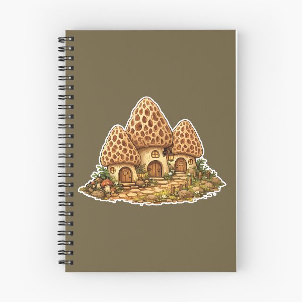 Item preview, Morel Mushroom Village Cozy Cottagecore Forest Homes designed and sold by SimplePoDesign.