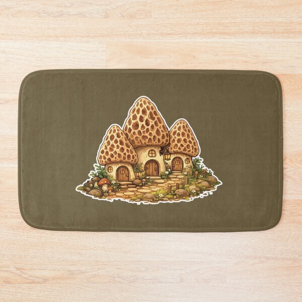 Item preview, Morel Mushroom Village Cozy Cottagecore Forest Homes designed and sold by SimplePoDesign.