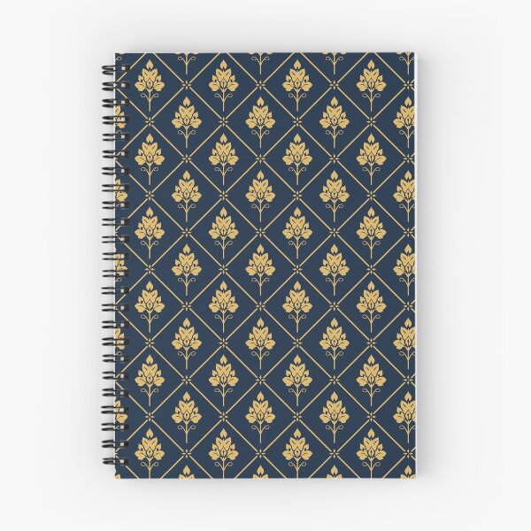 Item preview, Thai Floral Diamond Seamless Pattern Navy Gold Traditional Thai Botanical Grid Fabric Design designed and sold by KOPatternCo.