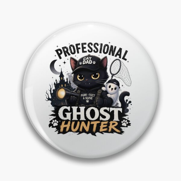 Item preview, Professional Ghost Hunter Black Cat Dad Funny Kawaii T-Shirt designed and sold by Ashley critters.