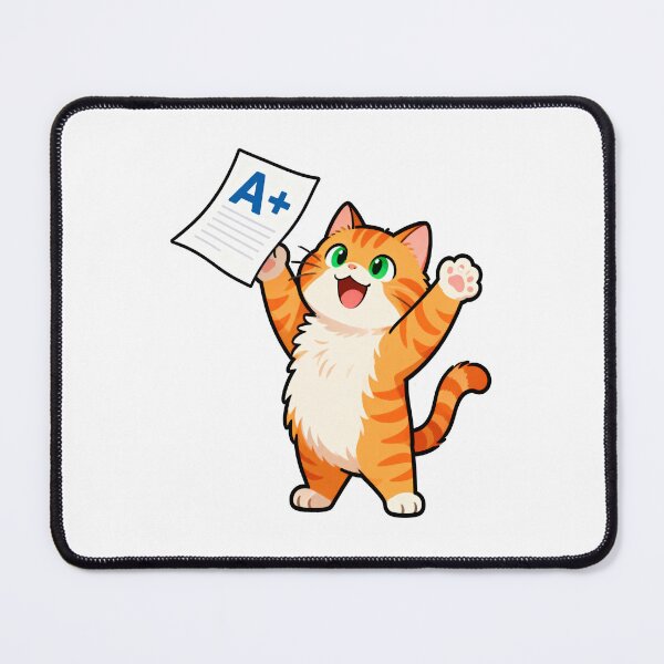 Item preview, Happy Orange Cat Celebrating an A+ Grade | Back to School Sticker designed and sold by OksArtStudio.