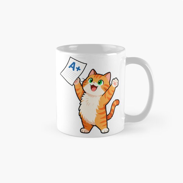Item preview, Happy Orange Cat Celebrating an A+ Grade | Back to School Sticker designed and sold by OksArtStudio.