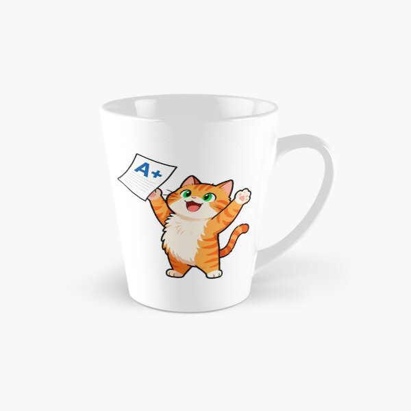 Item preview, Happy Orange Cat Celebrating an A+ Grade | Back to School Sticker designed and sold by OksArtStudio.