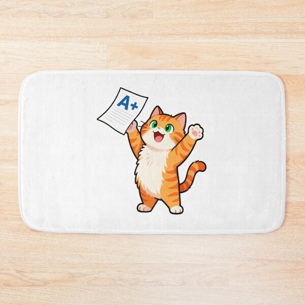 Item preview, Happy Orange Cat Celebrating an A+ Grade | Back to School Sticker designed and sold by OksArtStudio.