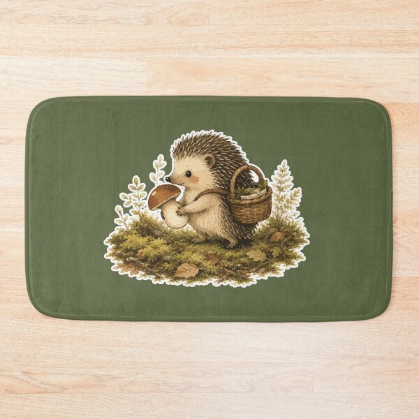 Item preview, Cute Hedgehog Mushroom Forager Cozy Cottagecore Woodland designed and sold by SimplePoDesign.