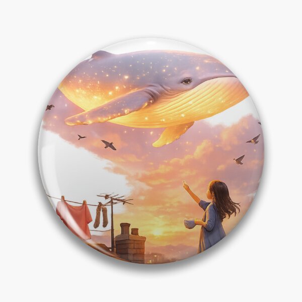 Item preview, Girl and the Whale in the Sky Dreamy Fantasy Art designed and sold by TaiwoDesigns.