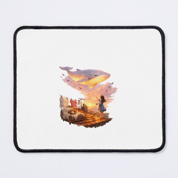 Item preview, Girl and the Whale in the Sky Dreamy Fantasy Art designed and sold by TaiwoDesigns.