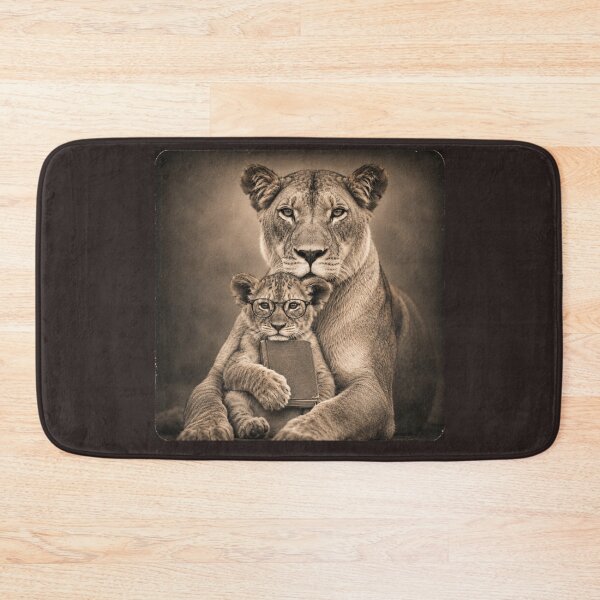 Item preview, Vintage Bookworm Lion Cub with Protective Lioness | Retro Wildlife Reader Art designed and sold by HOUSE OF TIST.