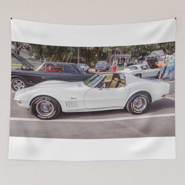 Item preview, 1971 Corvette Classic White Technical Blueprint Car Poster designed and sold by RichFrancoCars.