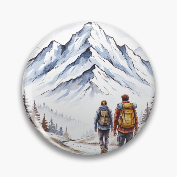 Item preview, Watercolor Mountain Hiking Adventure – Two Hikers on Trail designed and sold by GabeMountainArt.