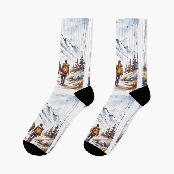 Item preview, Watercolor Mountain Hiking Adventure – Two Hikers on Trail designed and sold by Gabe1983.