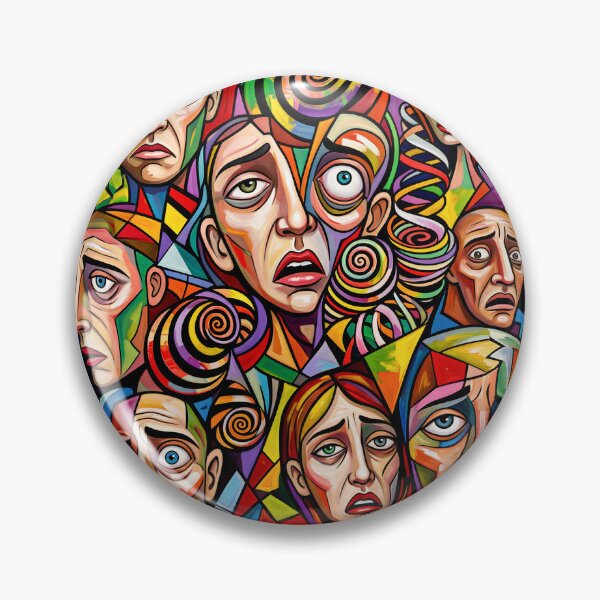 Item preview, Vibrant Expressionist Portrait of Many Faces - Multi Face Portrait designed and sold by QQQueen.
