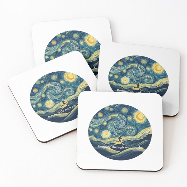 Item preview, Carrera estrellada corriendo a través de mis pensamientos Diseño artístico de corredor designed and sold by RunningWhiskers.