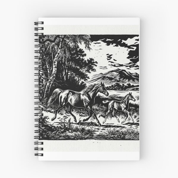 Item preview, Horse and foal emerging from the dark forest designed and sold by AnthonyThomas.