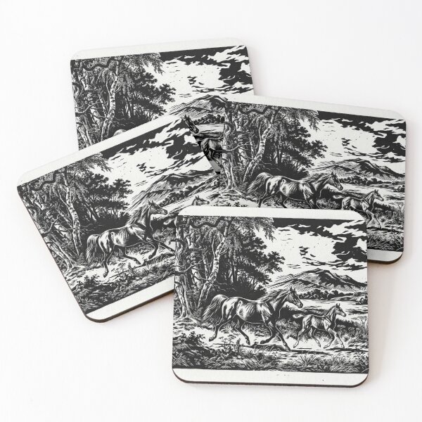 Item preview, Horse and foal emerging from the dark forest designed and sold by AnthonyThomas.