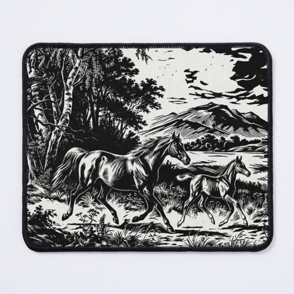 Item preview, Horse and foal emerging from the dark forest designed and sold by AnthonyThomas.