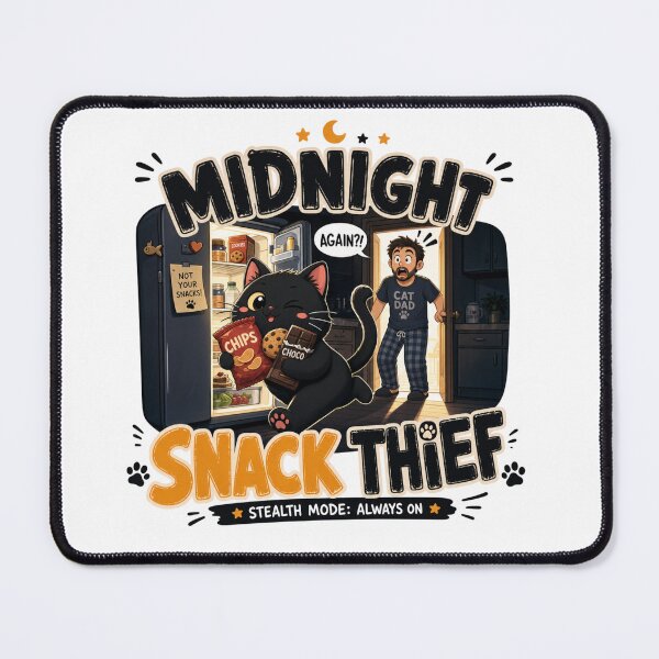 Item preview, Midnight Snack Thief Black Cat Dad Funny Kawaii T-Shirt designed and sold by Ashley critters.