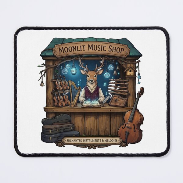 Item preview, Moonlit Music Shop | Enchanted Instruments & Melodies | Fantasy Music Store | Woodland Deer Musician | Magical Sticker designed and sold by MrDev.