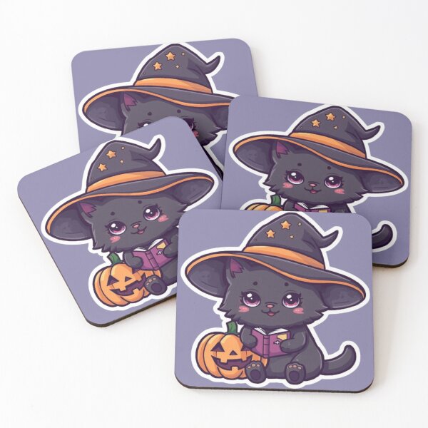Item preview, Cute Black Cat Witch Kawaii Sticker | Adorable Halloween Cat Mascot designed and sold by Stylestickers55.