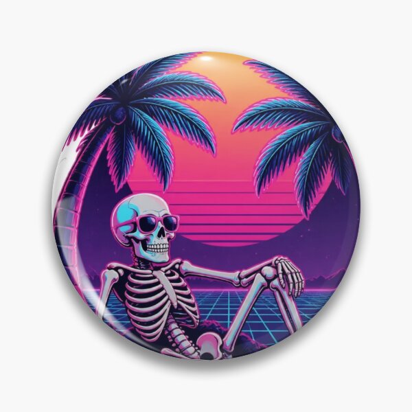 Item preview, Vaporwave Skeleton Palm Trees Retro Halloween designed and sold by StickyGuys.