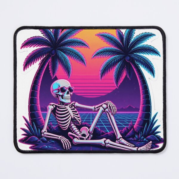 Item preview, Vaporwave Skeleton Palm Trees Retro Halloween designed and sold by StickyGuys.