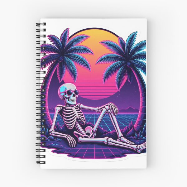 Item preview, Vaporwave Skeleton Palm Trees Retro Halloween designed and sold by StickyGuys.