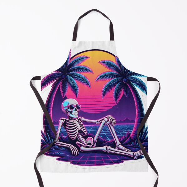 Item preview, Vaporwave Skeleton Palm Trees Retro Halloween designed and sold by StickyGuys.