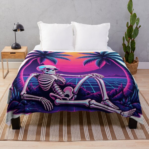 Item preview, Vaporwave Skeleton Palm Trees Retro Halloween designed and sold by StickyGuys.