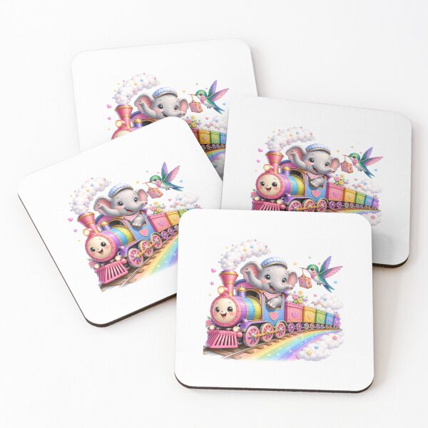Item preview, Rainbow express with baby elephant  designed and sold by QuirkNest Studio .