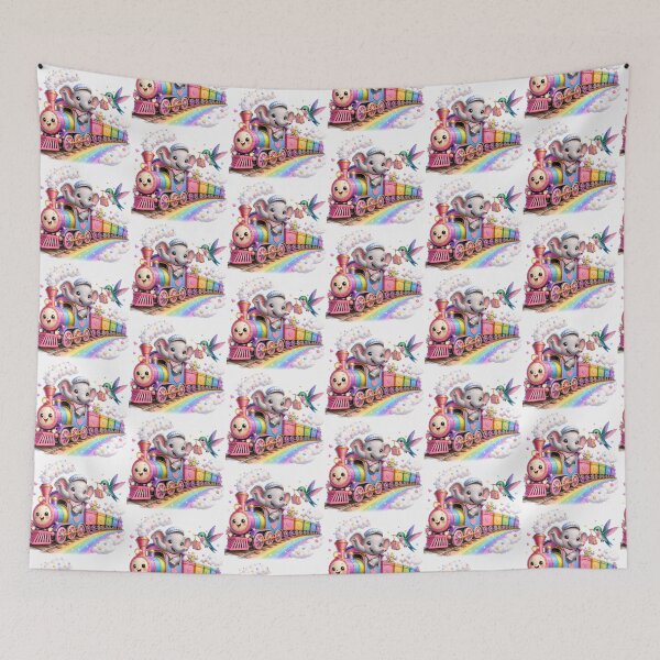 Item preview, Rainbow express with baby elephant  designed and sold by QuirkNest Studio .