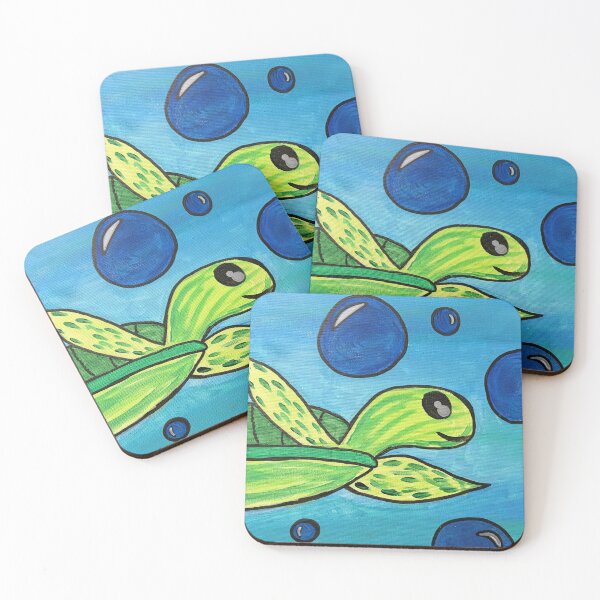 Item preview,  Swimming Sea Turtle Art - Light Blue Ocean Bubbles Design designed and sold by Faithstarmancil.