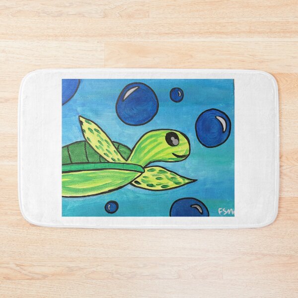 Item preview, Swimming Sea Turtle Art - Light Blue Ocean Bubbles Design designed and sold by Faithstarmancil.