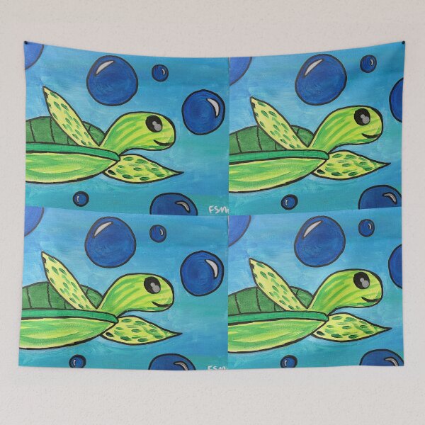 Item preview,  Swimming Sea Turtle Art - Light Blue Ocean Bubbles Design designed and sold by Faithstarmancil.