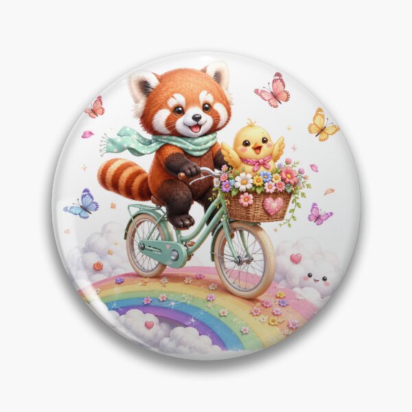 Item preview, Rainbow ride with red panda and little chick designed and sold by QuirkNest Studio .